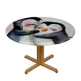 thumbnail image 3 of Orinice Penguins Hugging Round Table Cover Stain Resistant Washable Indoor Outdoor Tablecloth Kitchen Dining Wedding Parties Picnic Camping 100% Polyester Fiber 46-50, 3 of 8