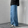 thumbnail image 4 of Guiexla Men Jeans Wide Leg Pants Baggy Trouser Fashion Loose Retro Straight Long Pants Washed Denim Blend Casual Overalls Streetwear for Outdoor Travel, 4 of 8