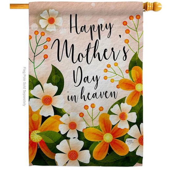 Breeze Decor H120096-BO 28 x 40 in. Mother in Heaven House Flag with Family Day Double-Sided Decorative Vertical Banner Garden Yard Gift