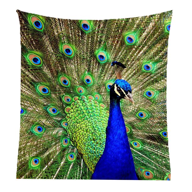 Tapiz decorativo de pared, colcha, textiles para el hogar, tapete de playa, pavo real, 60 pulgadas