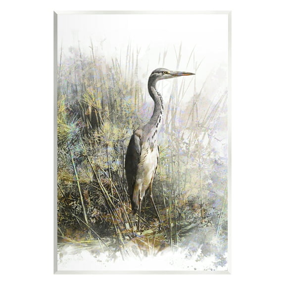 Stupell Heron Bird Water's Edge Pond Animals & Insects Painting Wall Plaque Unframed Art Print Wall Art