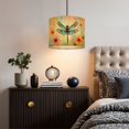 thumbnail image 5 of Linen Drum Lampshades Colorful Dragonfly Vibrant Wings Surrounded by Abstract Flowers 13"x13"x10" Light Shade for Table Lamps Floor Lamp Shades Lampshade Replacement Assembly Required, 5 of 8
