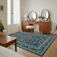 thumbnail image 4 of FairOnly Blue 8'x10'Vintage Floral Printed Machine Washable Large Area Rug Non Slip Soft Medallion Oriental Carpet for Living Room Home Office, 4 of 7