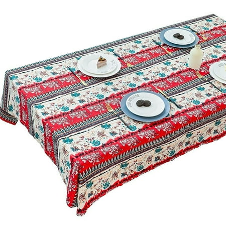 

Rectangular Tablecloth Bohemian Cotton Linen Tablecloth Washable No Fade Anti-slip Wrinkle Free Table Cover For Banquet Party Picnic Festival Birthday-G-60*90CM