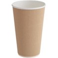 thumbnail image 1 of Double Wall Ripple Kraft Paper Hot Cups for Coffee, Tea, Beverages (16 oz), 1 of 2