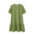 thumbnail image 6 of Lenpel Dresses for Women Trendy Button Crew Neck Short Sleeve Knee Length Midi Dresses Casual Loose Ruffle Hem T Shirt Dresses, 6 of 6