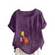 thumbnail image 1 of Camiseta suelta informal de verano con cuello redondo y manga corta con estampado de flores para mujer OAVQHLG3B Store  lin121212, 1 of 4