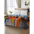 thumbnail image 2 of Blue Burnt Orange Twim Size Flat Sheet, Wrinkleproof & Fadeproof Cooling Flat Bed Sheet Only, Modern Oil Painting Geometric Abstract Breathable Soft Bedding Top Sheets 66 x 96 Inches, 2 of 8