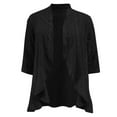 thumbnail image 5 of Conairie Summer Cardigan for Women 3/4 Sleeves Open Front Lightweight Casual Tops Soft Netted Knit Draped Ruffles Cover U.S Black XXL, 5 of 5