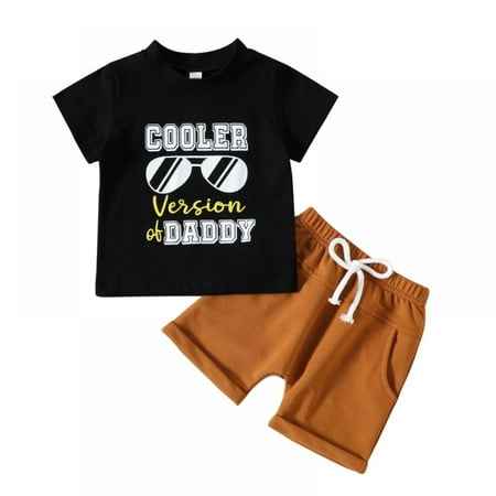 

GYRATEDREAM 2Pcs Baby Boys Summer Clothing Sets Cute Letters Print Short Sleeve Tank Tops T-Shirt Shorts Outfits Black#1 18-24 Months