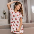 thumbnail image 3 of Xecao Strawberry for Women's Loose Nightgown Sleepwear Short Sleeves Shirt Casual Print Sleepdress, 3 of 6