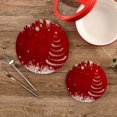 thumbnail image 2 of Merry Christmas Snowflake Tree Red Thread Weave Round Cotton Thread Weave Trivets for Hot Dishes Set of 2 Sizes 7 Inch & 9.5 Inch Diameter Coasters Trivet Mats Potholders Hot Pads, 2 of 7