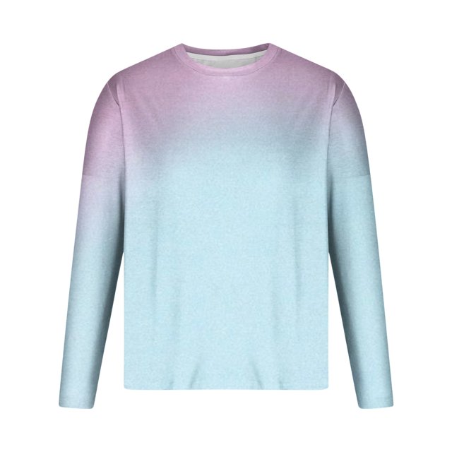 LNWUY Men's Plus Size Crew Neck Long Sleeve Pullover Gradient Contrast Color Quick Dry Athletic Workout Gym Breathable Sweatshirt Top Pink XXXXL