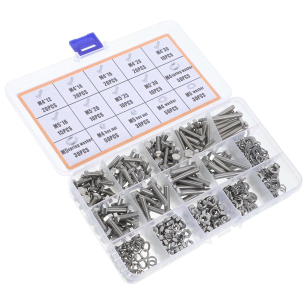 NUOLUX 375Ud De Tornillos Metricos Con Arandelas Y Tuercas En Acero Inoxidable Para Uso Profesional