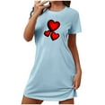 thumbnail image 2 of Zorckvet Plus Size Nightgowns for Women Casual Sleepshirts Heart Print Short Sleeve Valentine's Day Crewneck Soft Womens Nightshirts, 2 of 3