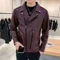 thumbnail image 3 of Chaqueta de traje de cuero de un solo pecho para hombre, abrigo corto recortado, blazer para hombre, ropa de primavera de moda, ropa sencilla, novedad en 2024, 3 of 5