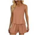 thumbnail image 2 of Mifsaly Linen Short Sets for Women Sleeveless Tank Top and Elastic Waist Casual Shorts Relaxed Fit Summer Casual Matching Outfits 2026 Orange,XL, 2 of 5