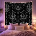 thumbnail image 2 of White Starburst Compass Pattern on Black, Mystical Gothic for Witchcraft Decor Lovers, Celestial Home Decor Halloween Gift Tapestry Wall Hanging for Bedroom, Living Room and Dorm, 2 of 7