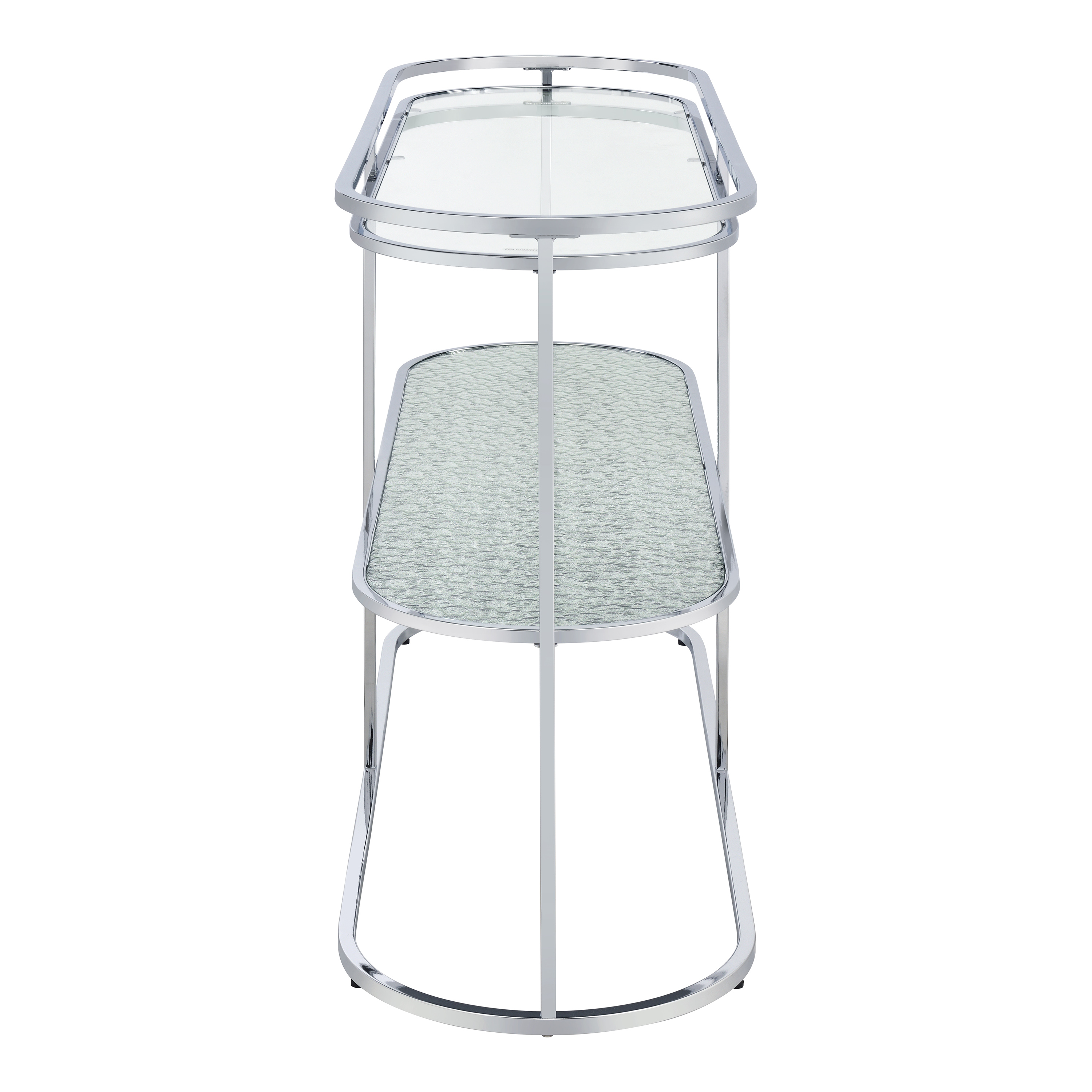 Furniture of America Auro 1-Shelf Water Ripples Pattern Glass Top and Chrome Sofa Table
