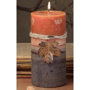 Angle View: Pack of 4 Autumn Glow Harvest Scented Fall Maple Leaf Pillar Candles 6"