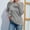 Gray, variant on Babysbule Sweaters for Women Fashion Women Solid Long Sleeve Pullove Round-Neck Casual Sweater Tops