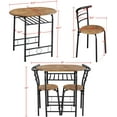 thumbnail image 2 of YEXJ 3-Piece Dining Room Table Set, Kitchen Table & Chair Sets for 2, Compact Table Set w/Steel Legs, Built-in Wine Rack for Breakfast Nook, Small Space, Apartment,31.5x21x29" (LxWxH)-+Brown, 2 of 13