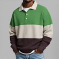 thumbnail image 2 of Breezora Men's Color Block Shirt Long Sleeve Popular Versatile Waffle Knit Shirt Trendy Casual Wear for Youth XXXL Size Green, 2 of 4