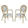 thumbnail image 2 of Safavieh Rosen Outdoor Patio Stacking Arm Chair, Set of 2 - Grey/White, 2 of 10