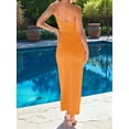 thumbnail image 4 of Womens Summer Casual Slip Dresses Spaghetti Strap Bodycon Maxi Dress Orange Color L, 4 of 6