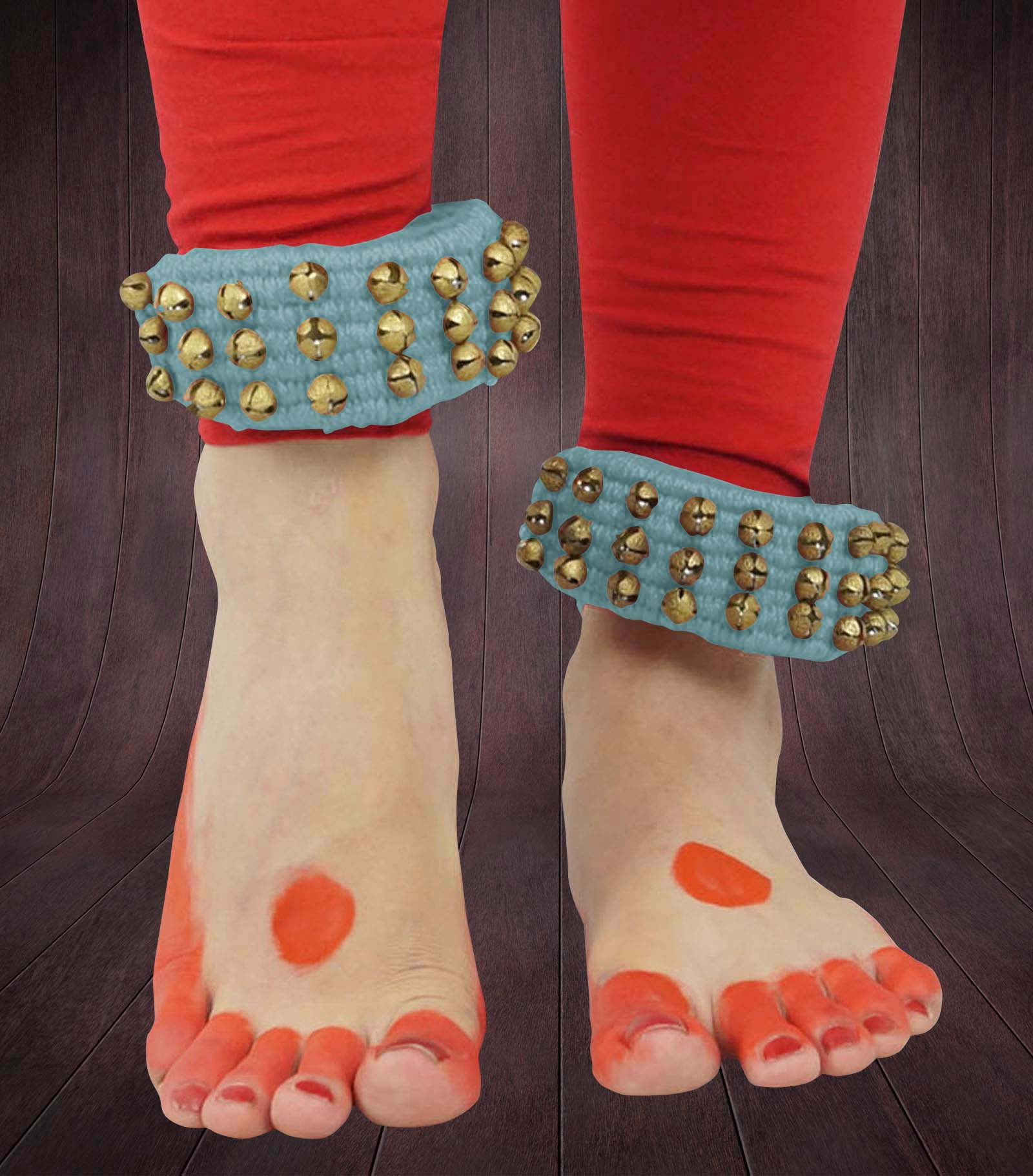 Banithani Indian Traditional 3 Line Classical Kathak 12 No Ghungroo Anklets Dancing Ankle Bracelet Pair Jewelry-Aqua Blue