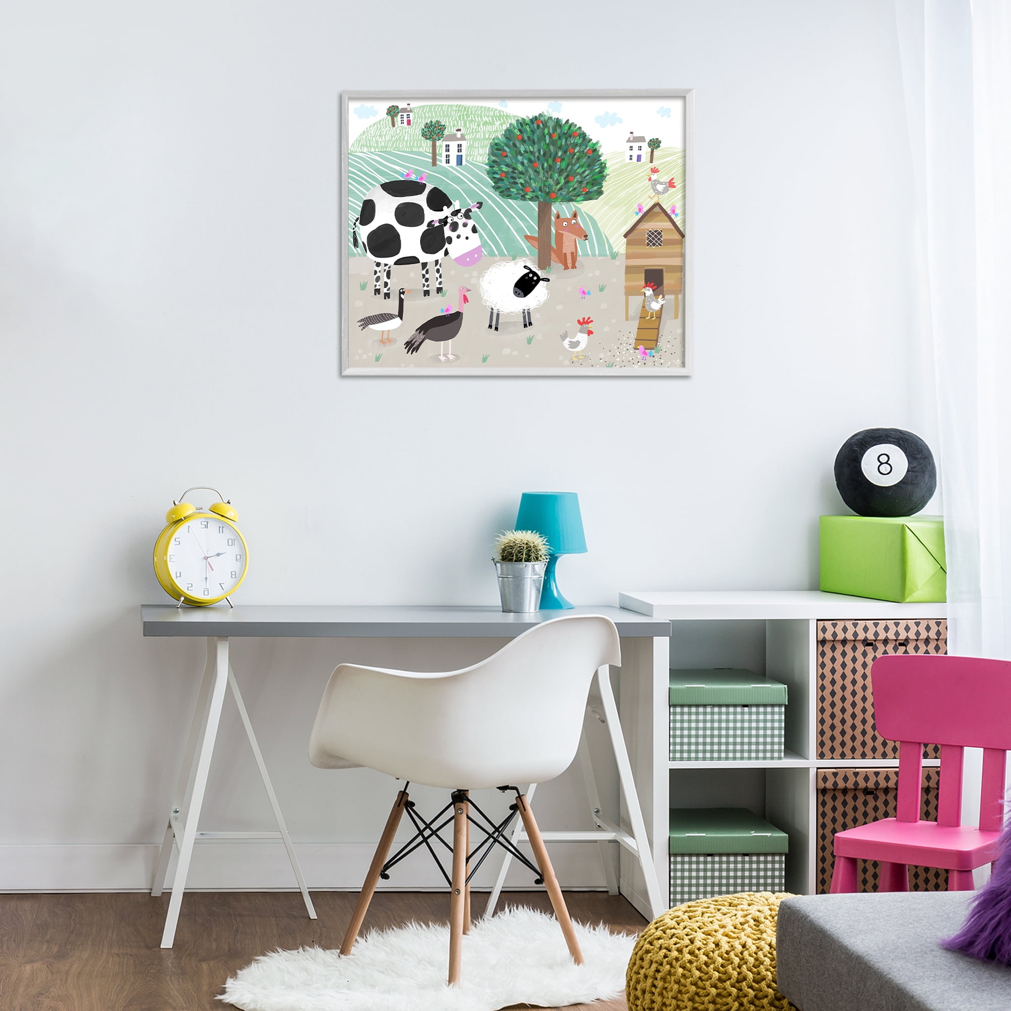 Stupell Industries Down At The Farm White Framed Giclee Art, design by Carla Daly