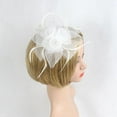 thumbnail image 3 of Bridal Flower Feather Hair Clip Fascinator Women's Day Wedding Races Headpiece White, 3 of 8