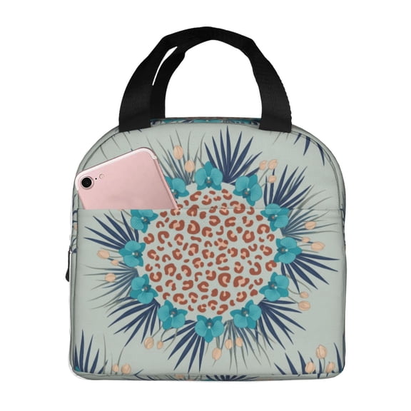 Flower Insulated Lunch Bag, Cute Flower Lunch Tote Bags Reusable Insulated Lunch Box Aesthetic Large Capacity Insulated Cooler For Women Work Travel Picnic