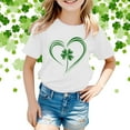 thumbnail image 2 of ibiyuan St Patricks Day Girls Shirts Size 10 Shamrock Clover Print Casual Short Sleeve Green Little Girl Shirts Crewneck Irish Tees Summer Clothes,8-9 Years, 2 of 4
