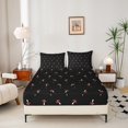thumbnail image 3 of Cute Mushroom Bed Sheets Queen Size,Cartoon Kawaii Sheet Set,Types of Mushrooms Bedding Set,Farmhouse Botanical Fitted Sheet Cute Wild Species Natural Plants Flat Sheet For Room Decor, Black, 3 of 6