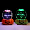 thumbnail image 3 of Halloween Ball Night Light 3D LED Pumpkin Base with Glowing Glass Ball Decor Scary Resin Stand for Bedroom Party Centerpiece Indoor Table Decorations, 3 of 5