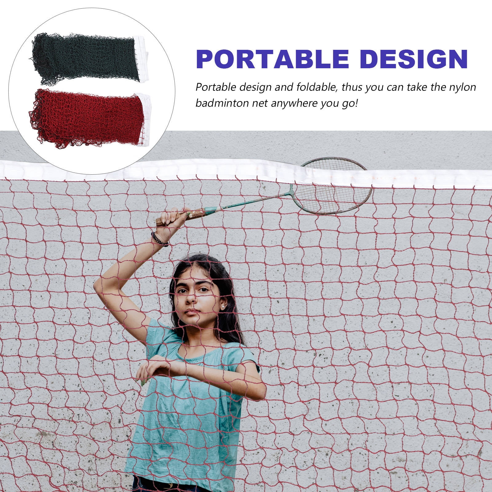 FOMIYES 2Pcs Portable Badminton Net Set with Poles Assorted Color Indoor and Outdoor Foldable Design