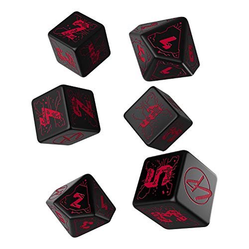 Dados Esenciales Q-Workshop Cyberpunk Rojo Set Negro