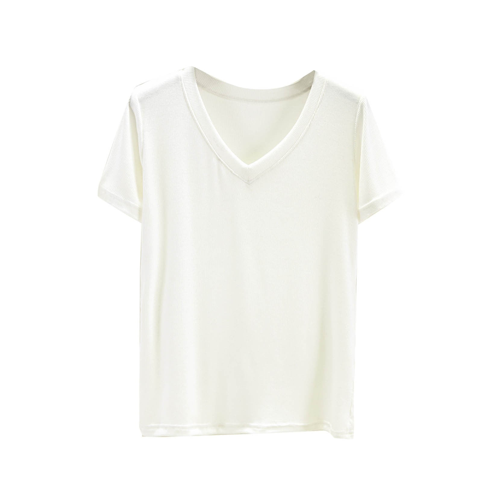 2 Pack ylioge Cotton T Shirts for Women Short Sleeve V Neck Tees Tops Womens Casual Solid Color Pullover Stretchy Basic Going-Out Loungewear Tshirts Shirt