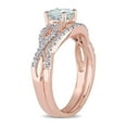 thumbnail image 4 of 7/10 Carat (Ctw) Aquamarine Engagement Ring & Wedding Band Set with Diamonds 10K Rose Gold for Women, 4 of 6