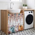 thumbnail image 3 of Orange Blue Pumpkin Fall Cabinet Curtain 35"Wx35"L,Dustproof Under Sink Skirt W/ Self Adhesive Tape,Thanksgiving Maple Leaf Vintage Cabinet Curtain Cover for Kitchen Sink,Bathroom Vanity,Laundry Room, 3 of 9