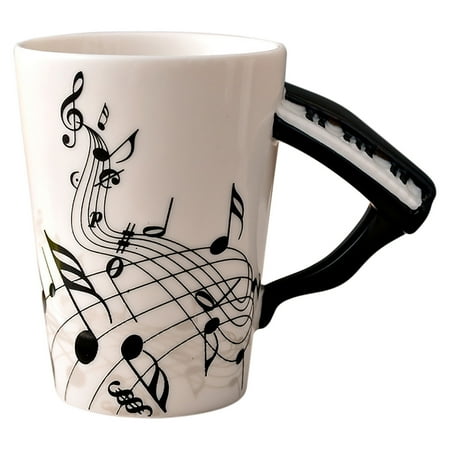 

CLZOUD Staff Printing Coffee Mugs Creative Designs Guitar Mug Electric Guitar Heartbea Ceramics for Milk Coffee Tea Juice Cold Drink