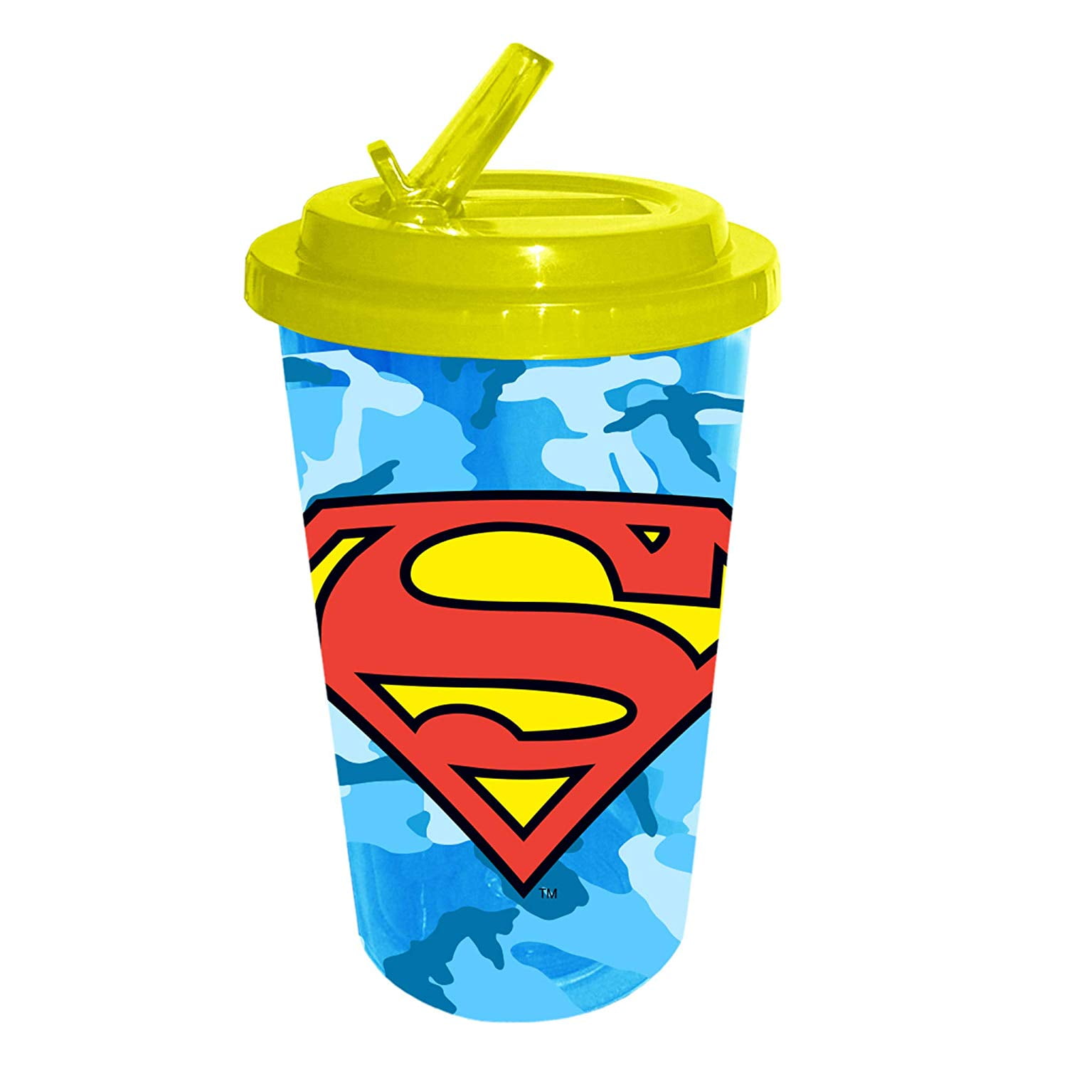 Superman 16oz Plastic Flip Straw Cup