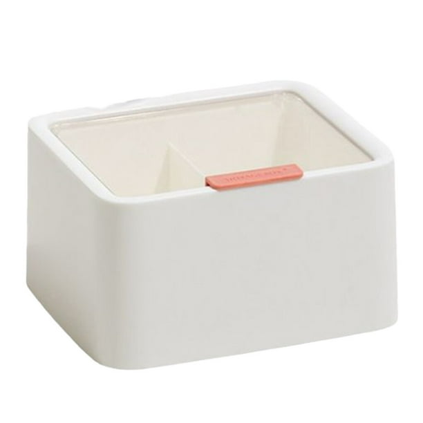 Caja de almacenamiento con tapa transparente, organizador de plástico de doble compartimento, artículos diversos a prueba de polvo, contenedor Almacenamiento y organización del hogar Blanco Inteprter HA067813-02