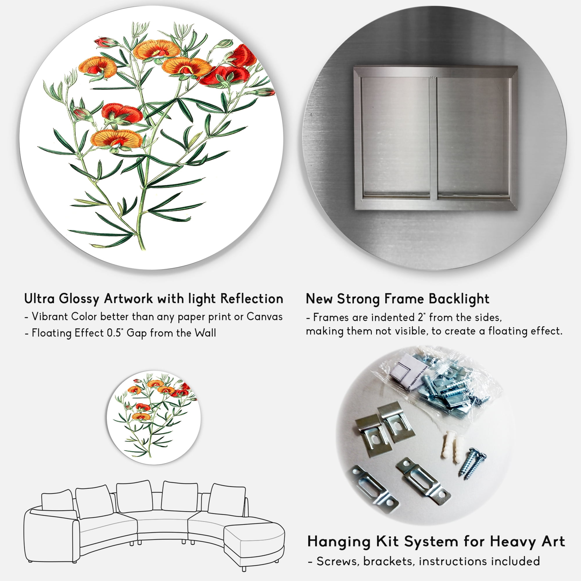 Designart 'Ancient American Flora VIII' Traditional Circle Metal Wall Art 11x11 - Disc of 11