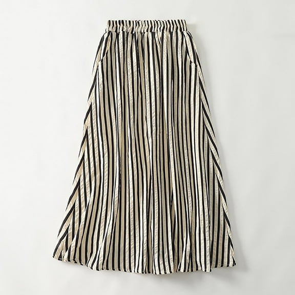 Women's Skirts Skirts Women Casual Summer Skirts for Women 2025 Cotton Linen Skirt Women's Vintage Striped Texture High Waist Hanging Umbrella Skirt Half Skirt