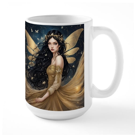 CafePress - The Golden Fairy Mugs - 15 oz Ceramic Large White Novelty Mug