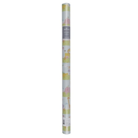 Hallmark Baby Shower Wrapping Paper with Cut Lines on Reverse, Baby Animals (25 sq. ft.)