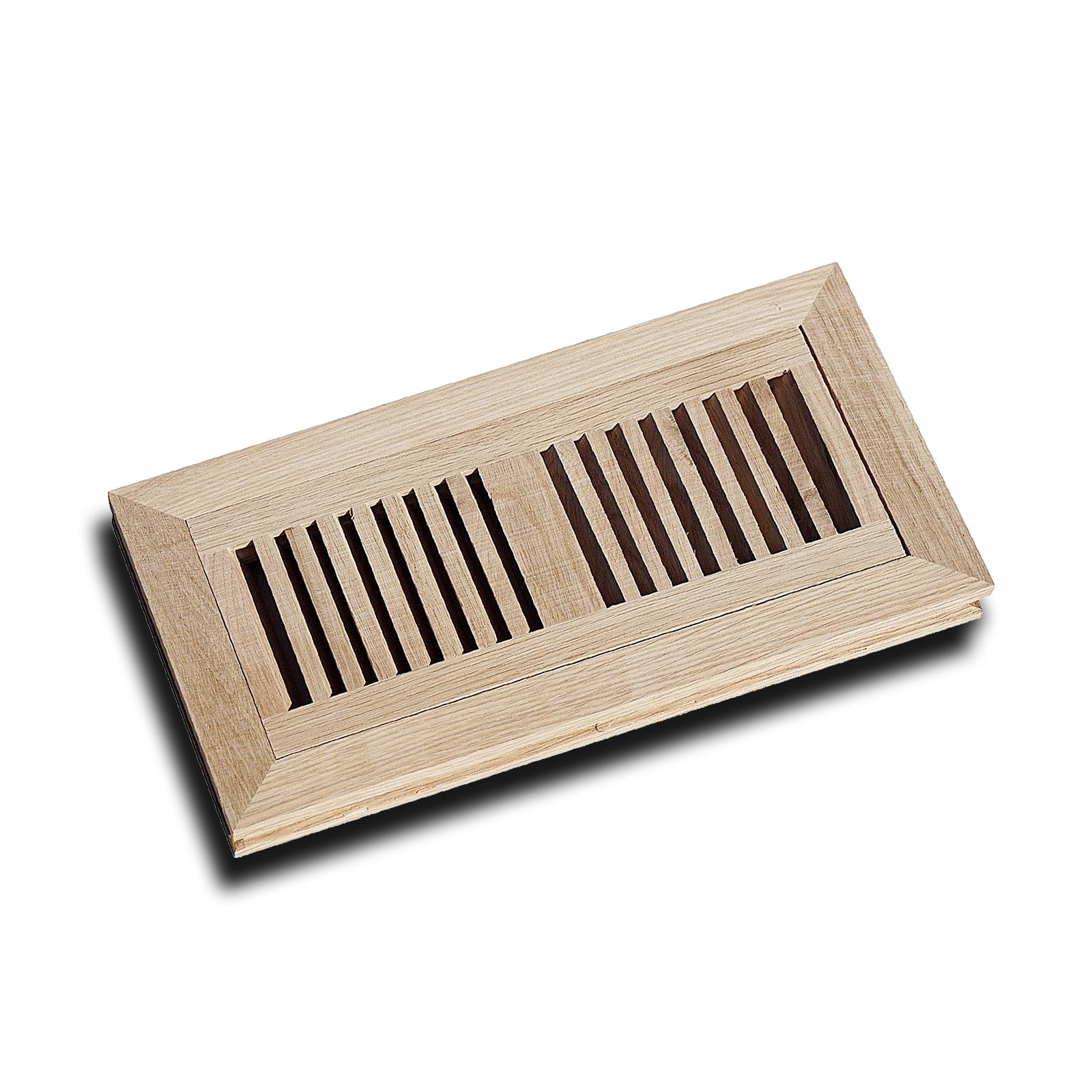 WELLAND 4"x10" Wood Vent Floor Register Flush Mount, Unfinished White
