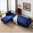 thumbnail image 2 of Futon Sofa Bed,Convertible Sleeper Sofa Couch Bed with Armrests and Pillows,Modern Velvet Sleeper Sofa Bed for Living Room Office,L Shaped Folding Recliner Futon Couch with Wood Legs,Blue, 2 of 7
